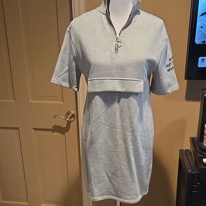 Gray Zip-Up Casual Dress
